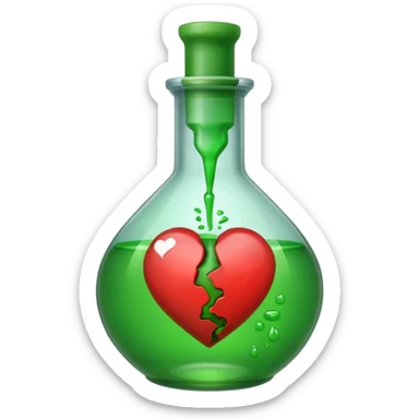Broken heart inside a poison bottle  sticker