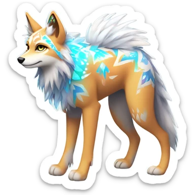 Fionbri-Falvie-sparkle-greywolf-sona with shiny glowing colorful tribal markings full body sticker