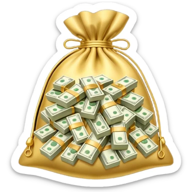 Luxury 3D emoji, overflowing money bag, stacks of cash, premium lighting, rich glossy look, ultra clean, transparent background


 sticker