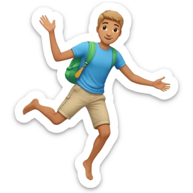 smiling guy in summer clothing  falling . from the side  sticker