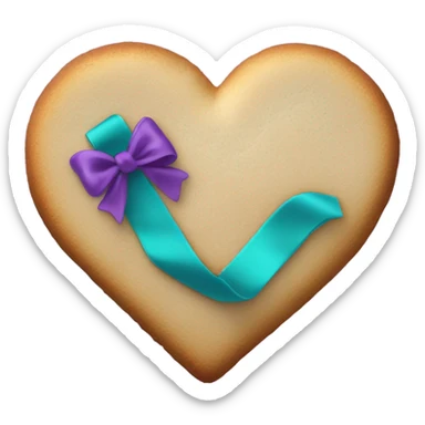 Cookie heart with teal purple awareness ribbon sticker