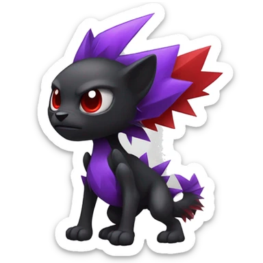 Black and purple and red edgy punk vernid Fakemon full body sticker