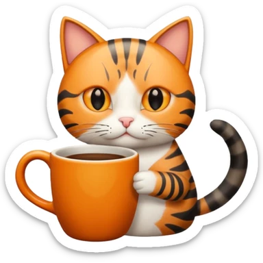 Cat with coffee sticker