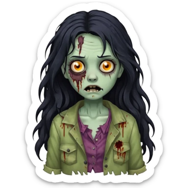 garota zumbi com cabelo preto ondulado longo  sticker