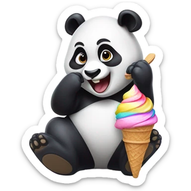 Panda eating ice cream sticker