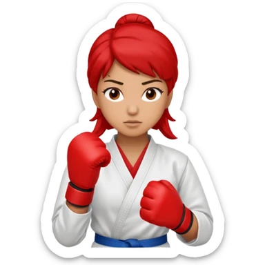 karate lady, red glove sticker