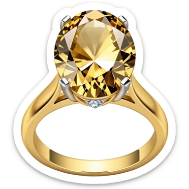 a luxurious gold diamond ring, plain band and large oval diamond stone sticker