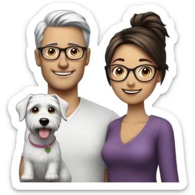 Man with glasses anda woman with a westie dog girl sticker