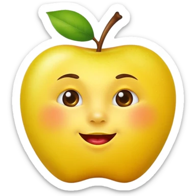 Yellow apple emoji biting lip and raising one eyebrow sticker