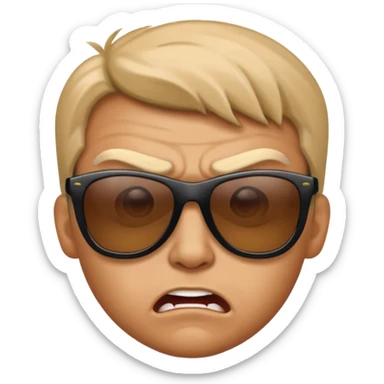 Angry face with sun glasses sticker