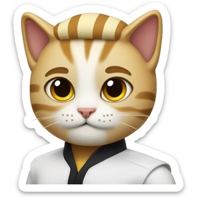 cat in cobra kai uniform sticker