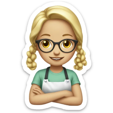 Small blonde girl with glasses baking cookies sticker