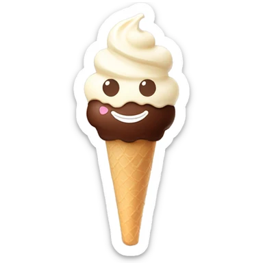 ice cream on a stick with chocolate flat shape with a good mood sticker