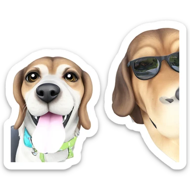 happy dog in sunglasses sticker