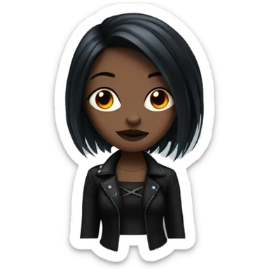 goth girl with black and red hair sticker