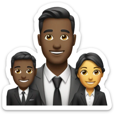 smiling woman and two men in formal attire sticker