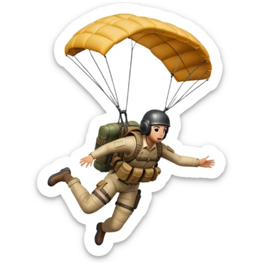 PUBG character falling from the sky with parachute deployed sticker