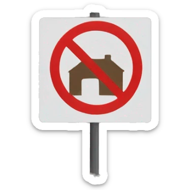 A flood symbol with a red stroke through it, indicating that flood are prohibited from this location sticker