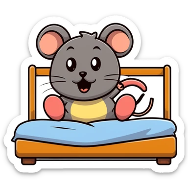 Jerry mouse jumping out of bed with a shocked face sticker