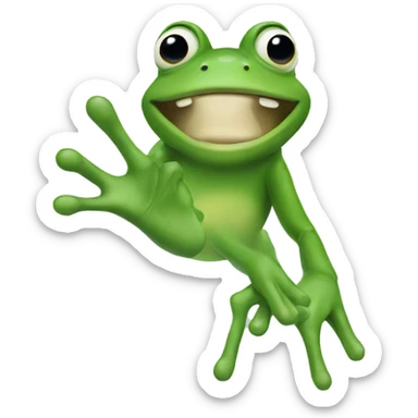 green frog hand with only two fingers sticker