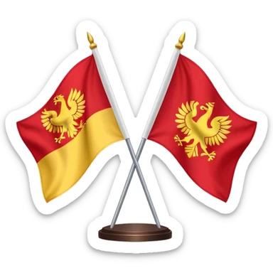 a flat flag that is split down the middle of half the polish flag and half the macedonian flag sticker