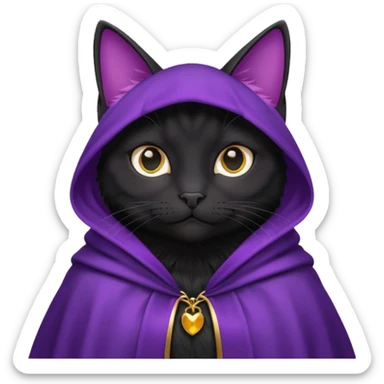 wblack cat in purple cloak sticker