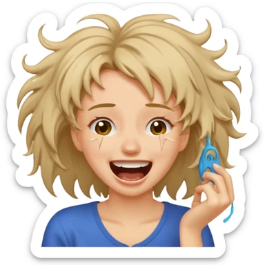 Laughcrying ripping hair out female sticker