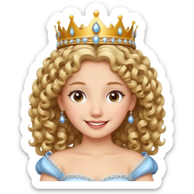 Princesa banca con el pelo rizado sticker