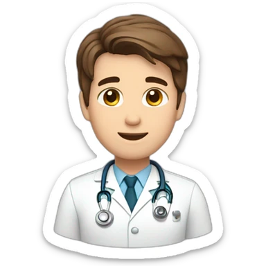Male Doctor, Short brown hair, combed to the side. Hearts around sticker