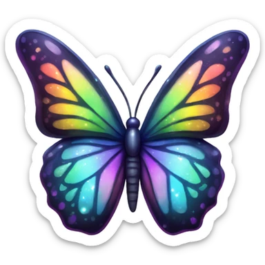 Shiny starry glossy rainbow butterfly sticker