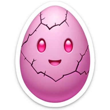 cute pastel pink egg with glowing heart-shaped cracks, soft neon pink light coming from inside, kawaii but slightly magical, simple clean icon, transparent background, twitch emote sticker