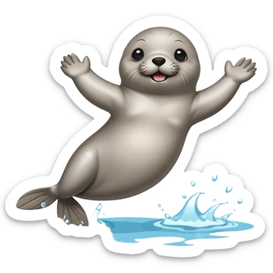 A cute seal pup with floaties on both flippers, kicking excitedly near lane markers. sticker
