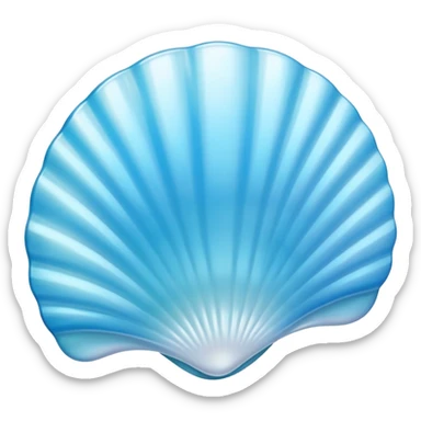 Light blue Mother-of-pearl shell emoji, pearl texture, soft gradient, smooth curves, glossy finish sticker