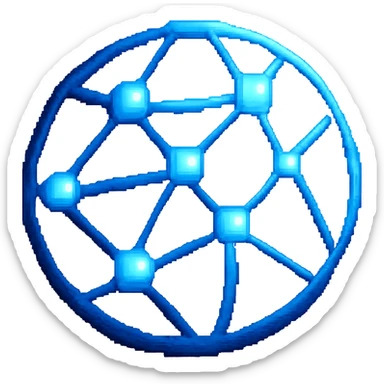 Add more 3D depth and realism to this network globe icon, enhance shading, lighting, and subtle reflections, keep pixel art influence, and maintain a transparent background. sticker