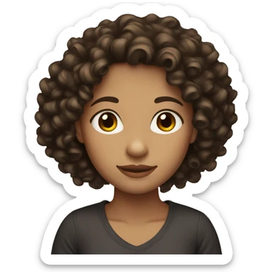 Dark brown Curly haired, light skinned girl sticker