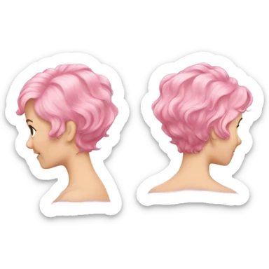 Pink wavy short hair back view sticker