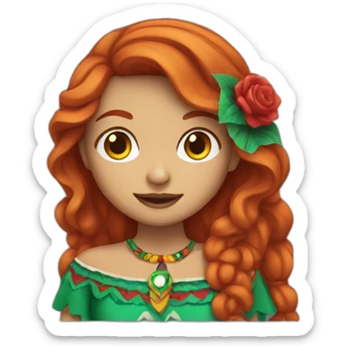 Redhead girl dressed as a Mexican sticker