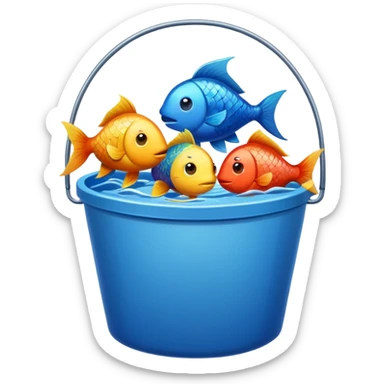 fishes in bucket sticker