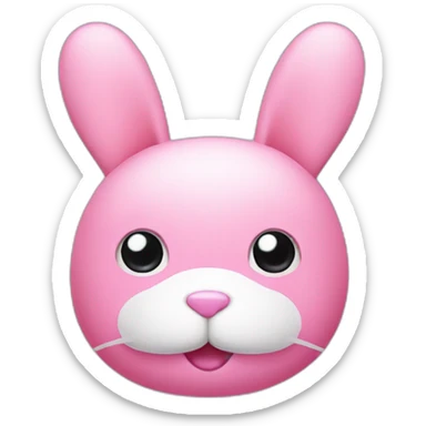 pink bunny with white big moustache sticker