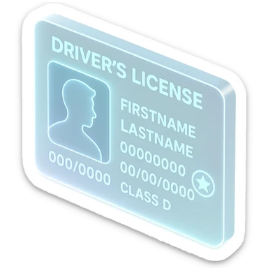 A futuristic driver's license with a sleek, modern design and holographic elements. sticker