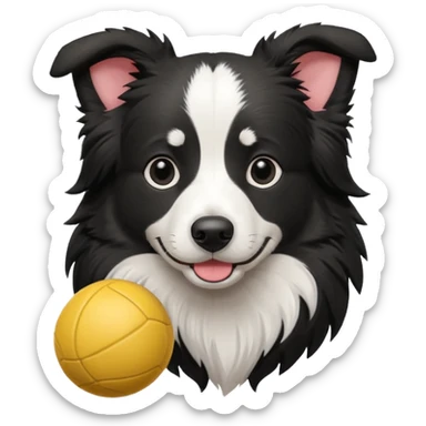 Border collie with a ball sticker
