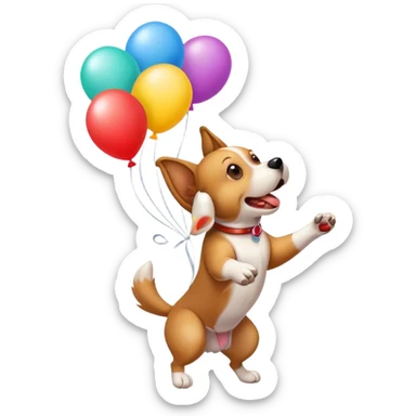 Dog barking at balloons sticker