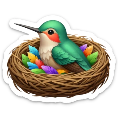 Hummingbird sleeping in her nest sticker