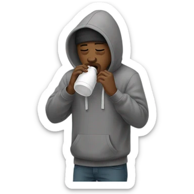 Black guy in a hoodie and hat vomiting sticker