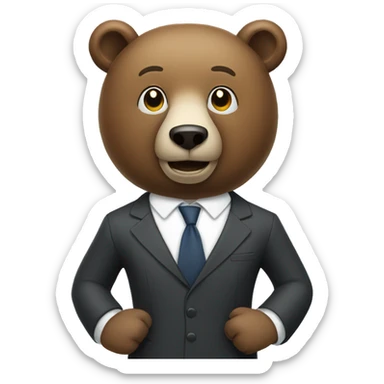 Bear in suit selling timeshare sticker