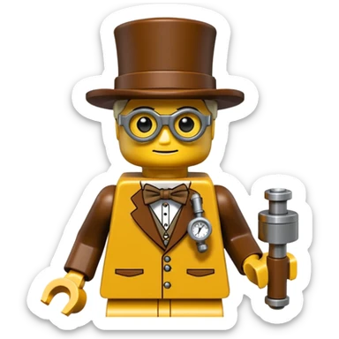 Steampunk Inventor yellow lego toy sticker
