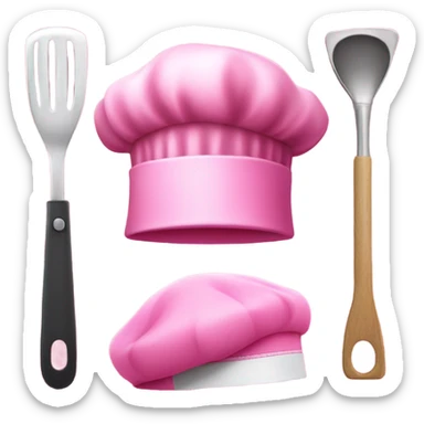 Pink chef hat with pink cooking utensils  sticker