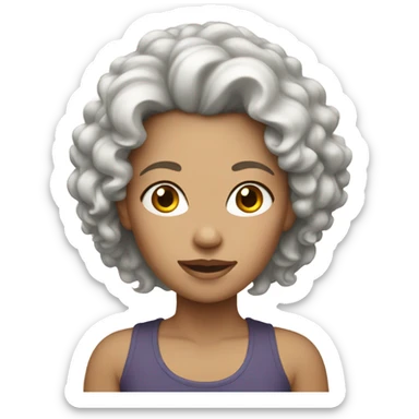White mom with dark curly puffy hair sticker