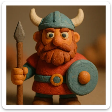 viking character, claymation style sticker