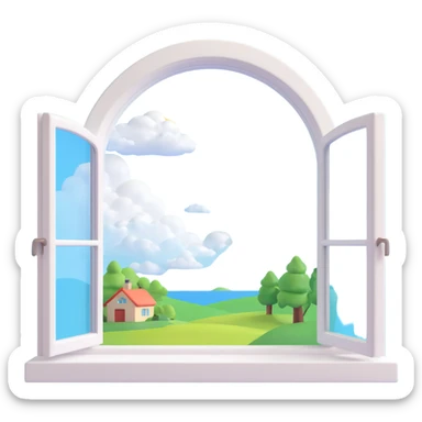 a big full width/height window with a idyllic scenery skylight and clouds visible sticker